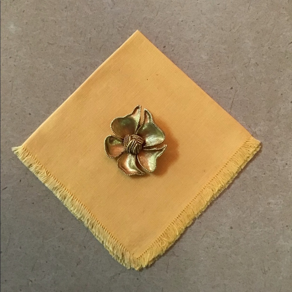 Vintage BSK Brushed Gold Floral Brooch